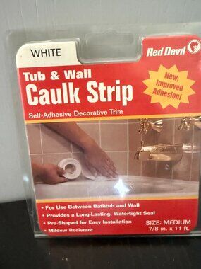 Red Devil Medium 7/8 in x 11 ft White Tub & Wall Caulk Strip Self Adhesive  Trim